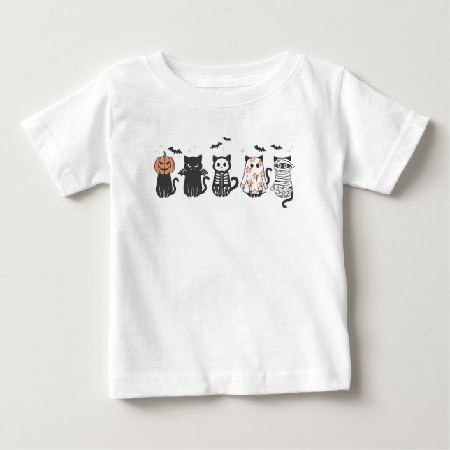 Halloween Black Cats Spooky Cute Funny Baby T-Shirt (Front)