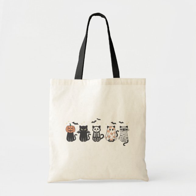 Halloween Black Cats Spooky Cute Funny Tote Bag (Front)