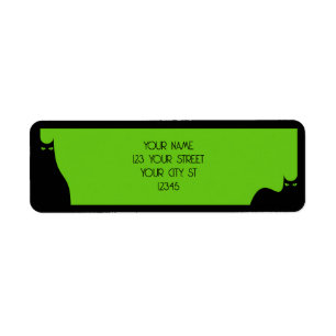 Halloween Black Cats Spooky Eyes Green Cute Modern Label