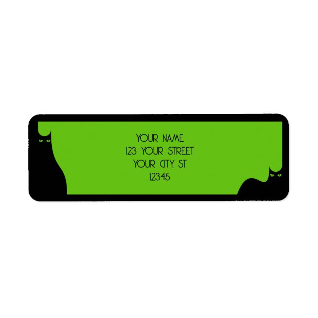 Halloween Black Cats Spooky Eyes Green Cute Modern Label (Front)