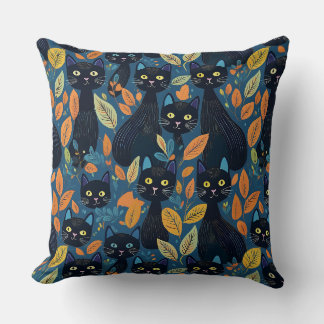 Halloween Black cats Throw Pillow