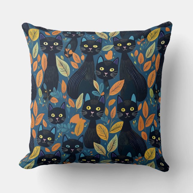 Halloween Black cats Throw Pillow (Front)