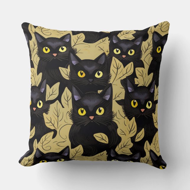 Halloween Black cats Throw Pillow (Front)