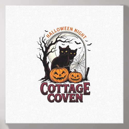 Halloween Black Cats Vintage Coven Pumpkin Art_1 Canvas Photo Tile