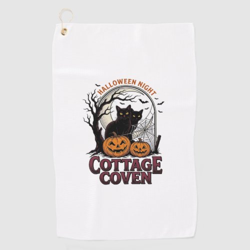 Halloween Black Cats Vintage Coven Pumpkin Art_1 Golf Towel