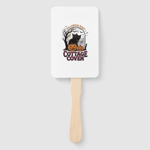 Halloween Black Cats Vintage Coven Pumpkin Art_1 Hand Fan