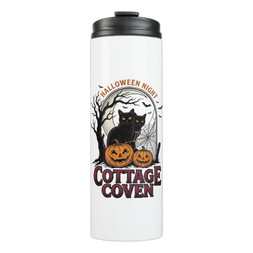 Halloween Black Cats Vintage Coven Pumpkin Art_1 Thermal Tumbler