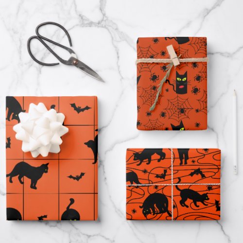 Halloween Black Cats Wrapping Paper Sheets