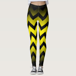 Halloween Black chevron stripes lines ombre yellow Leggings