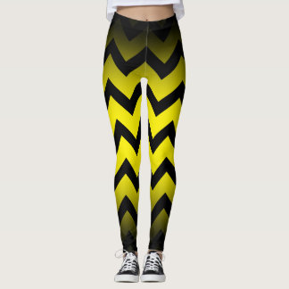 Halloween Black chevron stripes lines ombre yellow Leggings