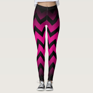Halloween Black chevron stripes ombre hot pink Leggings