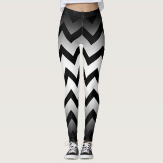 Halloween Black chevron stripes ombre white Leggings