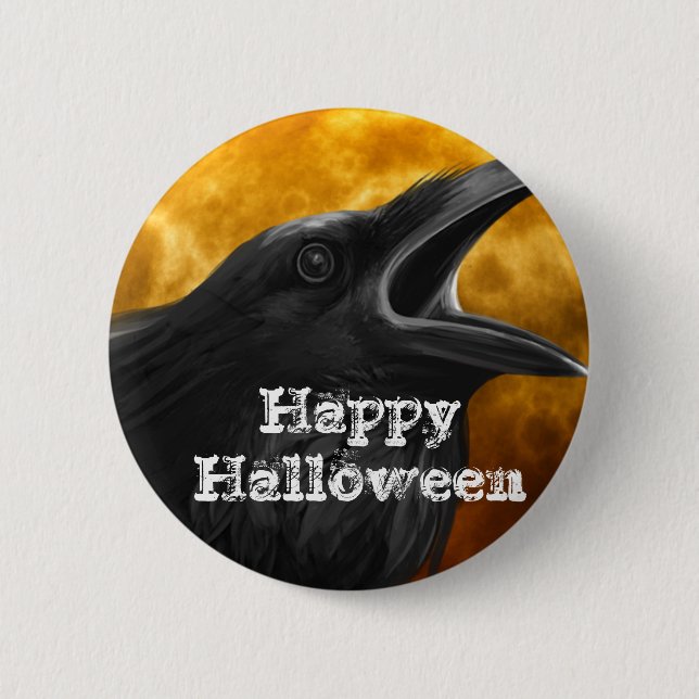 Halloween Black Crow Button (Front)