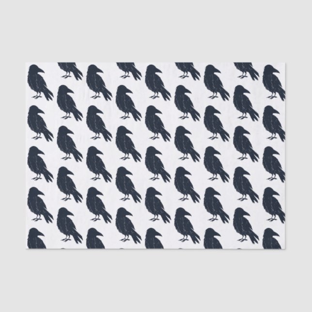 Halloween Black Crow Silhouette Pattern Tissue Paper (Front)