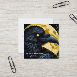 Halloween Black Crow Square Business Card