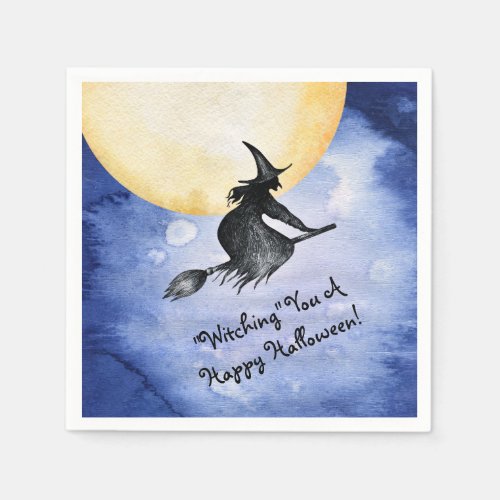 Halloween Black Flying Witch Napkins