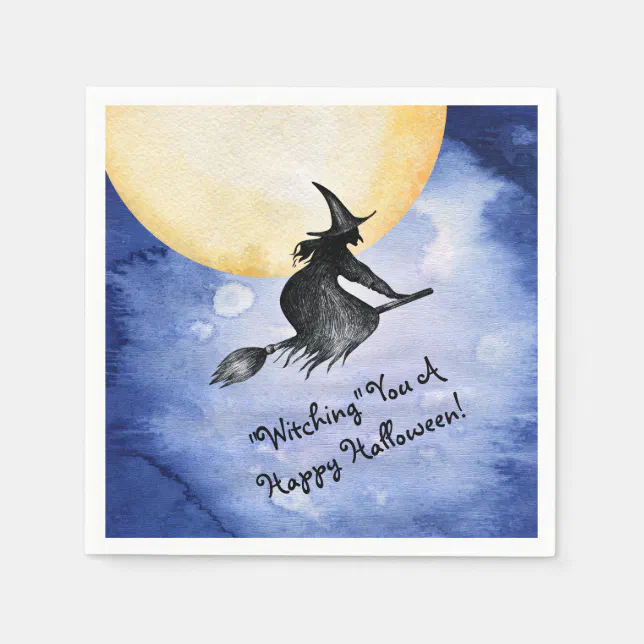 Halloween Black Flying Witch Napkins Zazzle