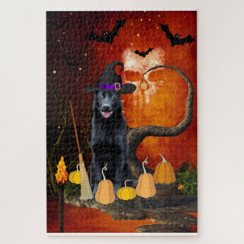 Halloween Black German Shepherd Jigsaw Puzzle