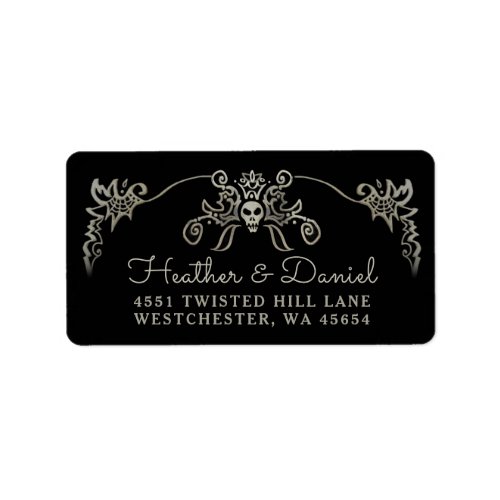 Halloween Black  Gold Skull Wedding Deco Label