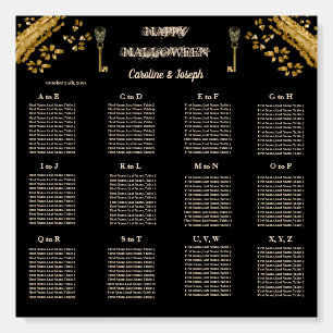 Halloween Black & Gold Skulls & Gold Seating Chart Foam Board