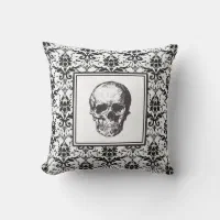 Goth Pink Skull Damask Halloween Glam Goth Black Throw Pillow