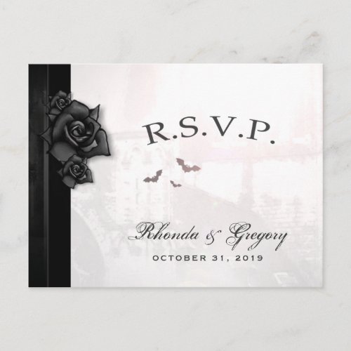 Halloween Black Gothic Matching RSVP PostCard