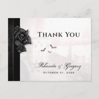 Halloween Black Gothic Matching Thank You Invitation Postcard