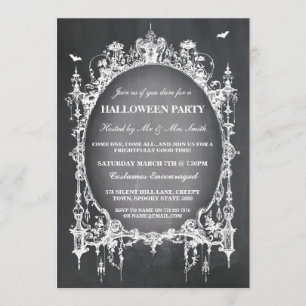 Halloween Black Gothic Spider Frame Invite Party