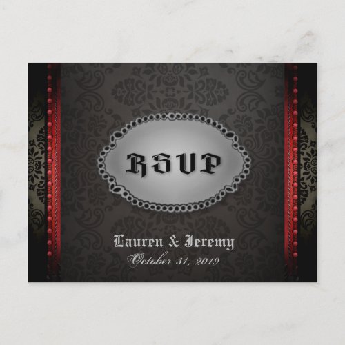 Halloween Black Gray Red Gothic RSVP PostCard