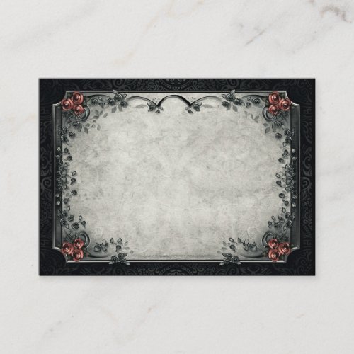 Halloween Black  Gray Red Roses BLANK Place Card