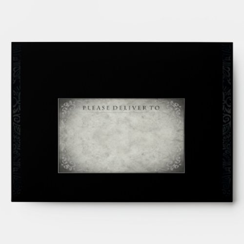 Halloween Black Gray Red Wedding Invite Envelope