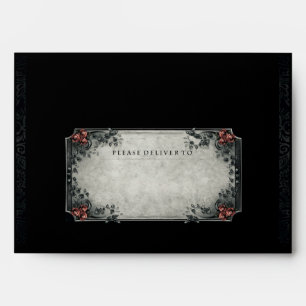 Halloween Black Gray Red Wedding Invite Envelope