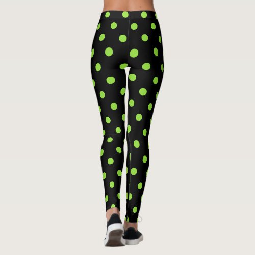 Halloween Black Green Polka Dots Pattern Costume Leggings