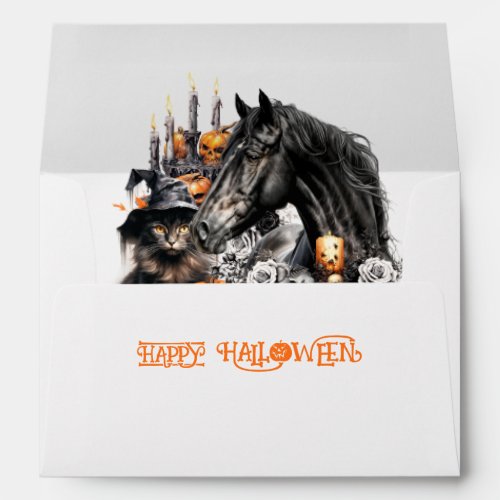 Halloween black Horse black Cat spooky Envelope