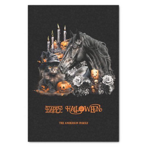Halloween black Horse black Cat spooky Tissue Paper