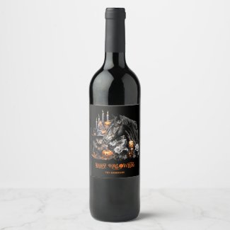 Halloween black Horse personalized  wine labels