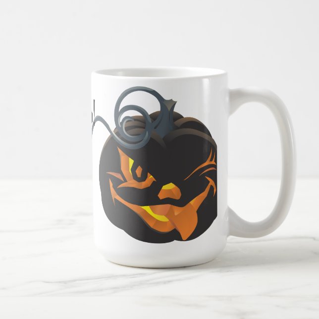 Halloween Black Jack O'Lantern Coffee Mug (Right)