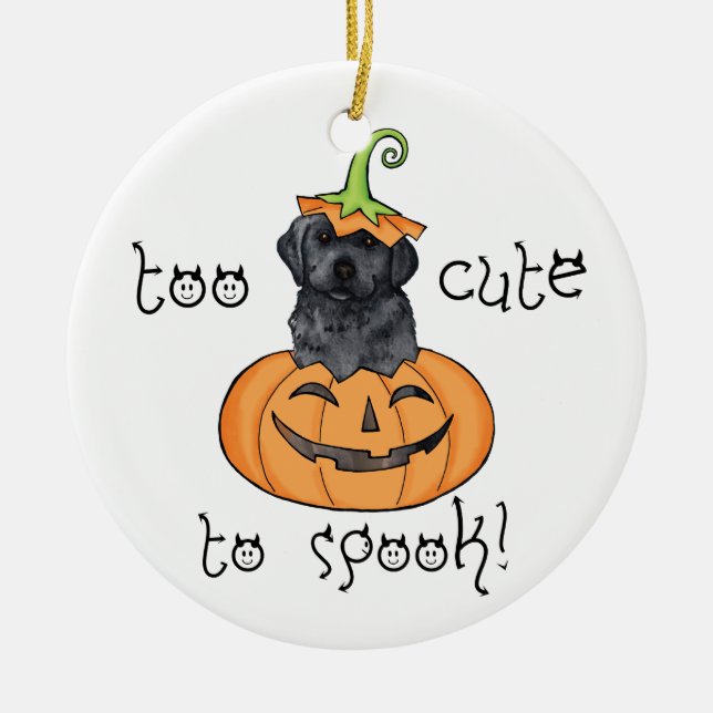 Halloween Black Lab Ceramic Ornament (Front)