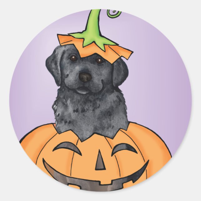 Halloween Black Lab Classic Round Sticker (Front)