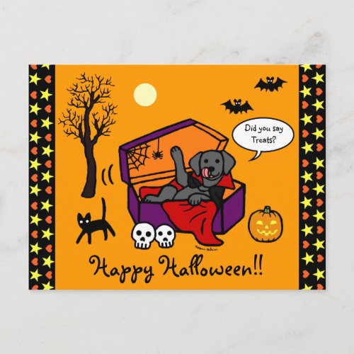 Halloween Black Lab Vampire Postcard