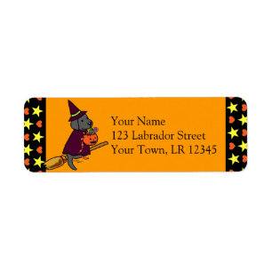Halloween Black Labrador Cartoon 1 Label