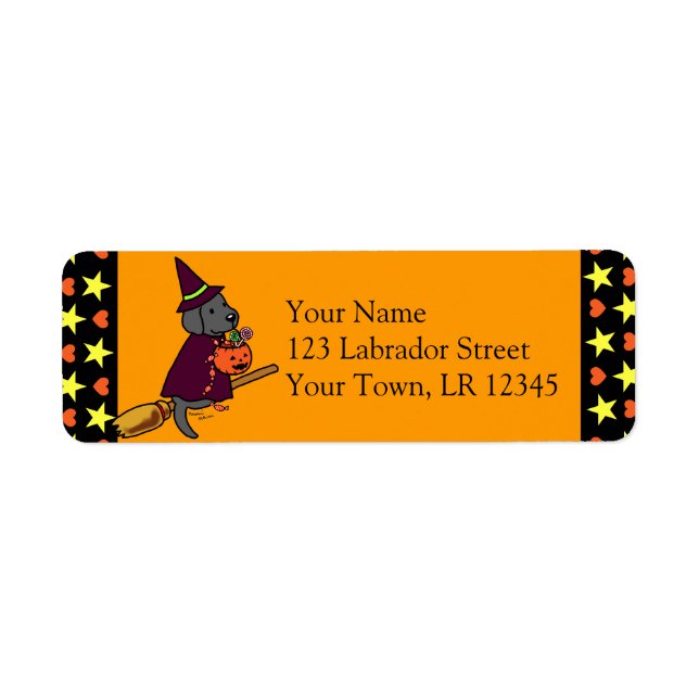 Halloween Black Labrador Cartoon 1 Label (Front)