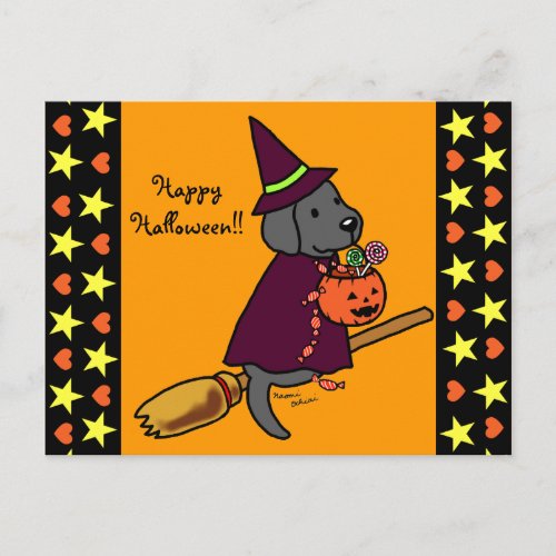 Halloween Black Labrador Cartoon 1 Postcard