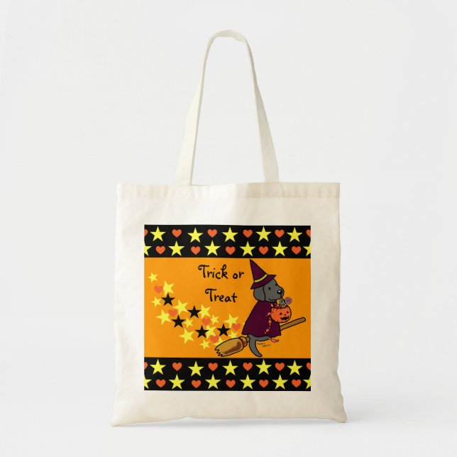 Halloween Black Labrador Cartoon 1 Tote Bag (Front)