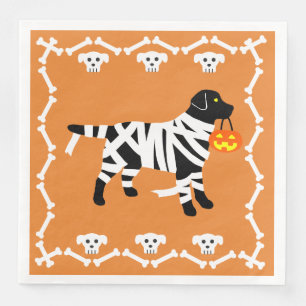 Halloween Black Labrador Mummy Paper Dinner Napkins