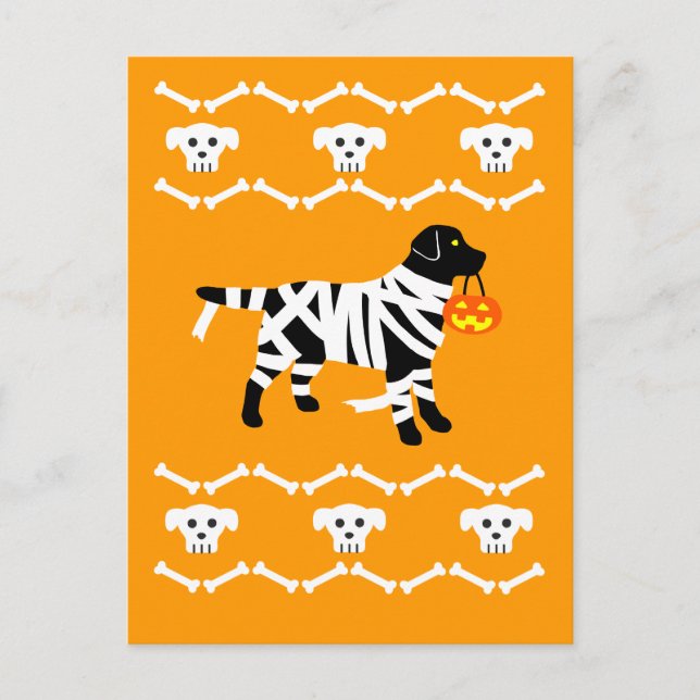 Halloween Black Labrador Mummy Postcard (Front)