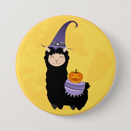 Halloween Black Llama Button