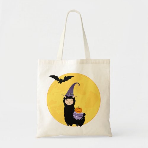 Halloween Black Llama Trick_or_treat Tote Bag