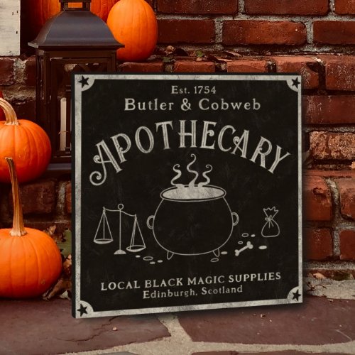Halloween black magic cauldron Apothecary sign 