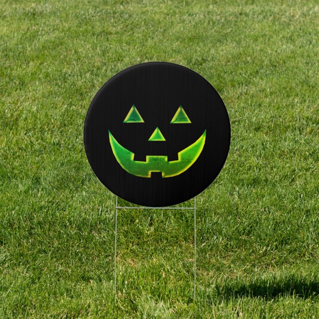 Halloween black neon green Jack o lantern scary  Sign (Insitu)